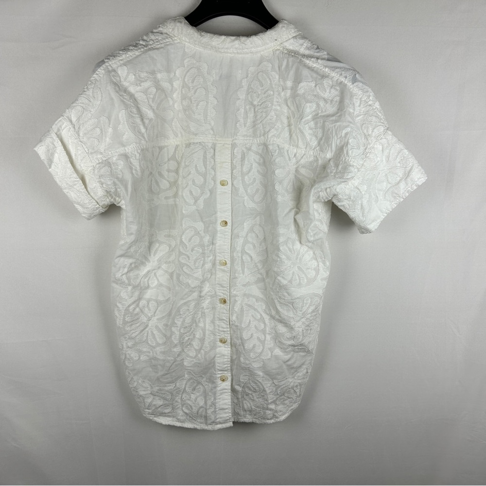 Anthropologie pilcroWhite textured floral oversize shoulder Button Down Shirt XS - Picture 8 of 8